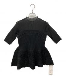 FRAY ID（フレイ アイディー）の古着「シュリンクジャガードペプラムニット」｜ブラック