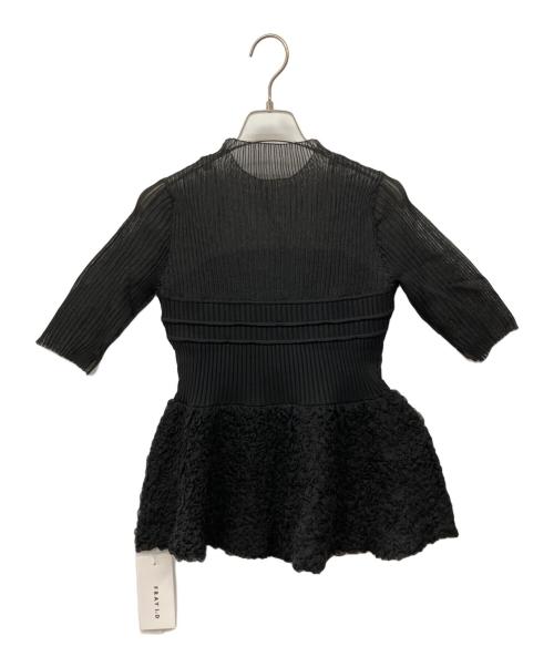 FRAY ID（フレイ アイディー）FRAY ID (フレイ アイディー) シュリンクジャガードペプラムニット ブラック サイズ:Fの古着・服飾アイテム