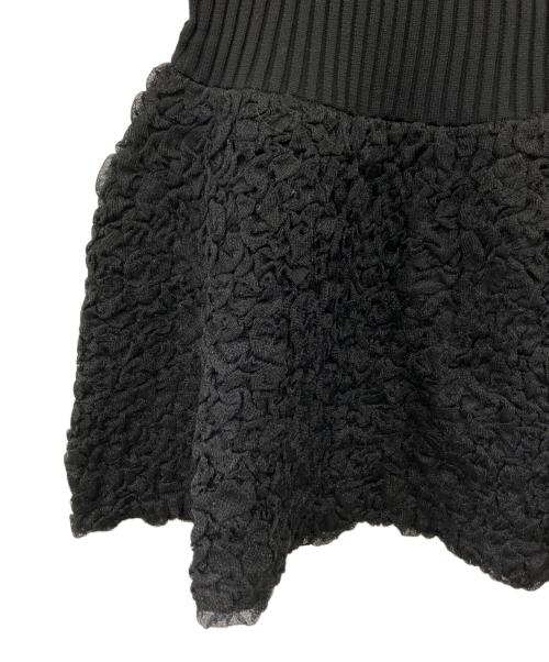 FRAY ID（フレイ アイディー）FRAY ID (フレイ アイディー) シュリンクジャガードペプラムニット ブラック サイズ:Fの古着・服飾アイテム