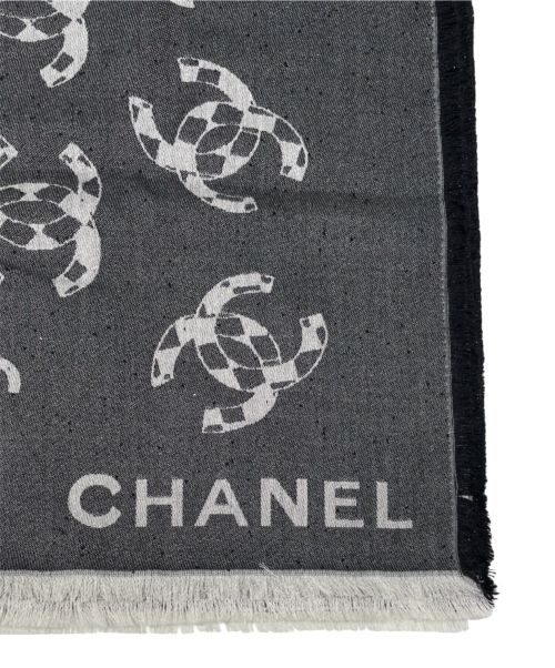 CHANEL（シャネル）CHANEL (シャネル) ココマーク カシミヤ 大判ストール グレーの古着・服飾アイテム