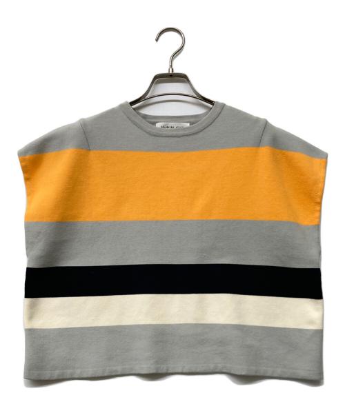 HeRIN.CYE（ヘリンドットサイ）HeRIN.CYE (ヘリンドットサイ) Multi border tops グレー×オレンジ サイズ:FREEの古着・服飾アイテム
