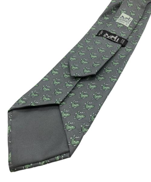 HERMES（エルメス）HERMES (エルメス) 鹿柄ネクタイ グレー サイズ:無しの古着・服飾アイテム