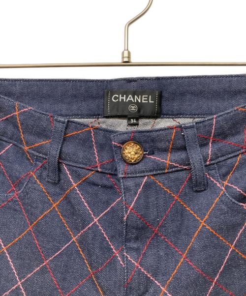 CHANEL（シャネル）CHANEL (シャネル) ステッチデザインデニムパンツ ブラック サイズ:34の古着・服飾アイテム