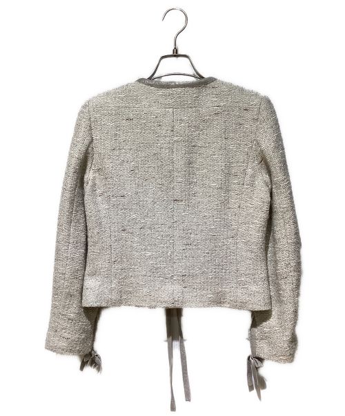 CHANEL（シャネル）CHANEL (シャネル) Coco Button No Collar Tweed Jacket（ココボタンノーカラーツイードジャケット） ライトグレー サイズ:36の古着・服飾アイテム