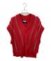 MAISON SPECIAL（メゾンスペシャル）の古着「Cable Knitting Sheer Intarsia PO V-neck Knit Vest」｜レッド