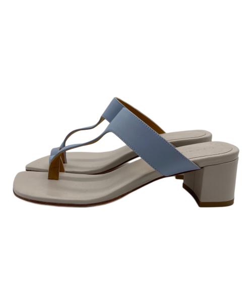 FABIO RUSCONI（ファビオルスコーニ）FABIO RUSCONI (ファビオルスコーニ) スクエアトゥートングサンダル グレー サイズ:37の古着・服飾アイテム