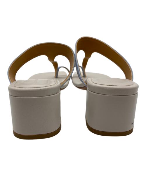 FABIO RUSCONI（ファビオルスコーニ）FABIO RUSCONI (ファビオルスコーニ) スクエアトゥートングサンダル グレー サイズ:37の古着・服飾アイテム