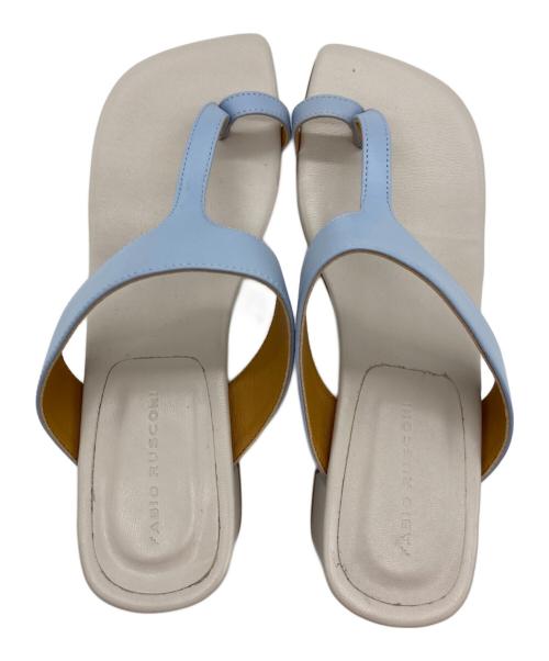 FABIO RUSCONI（ファビオルスコーニ）FABIO RUSCONI (ファビオルスコーニ) スクエアトゥートングサンダル グレー サイズ:37の古着・服飾アイテム