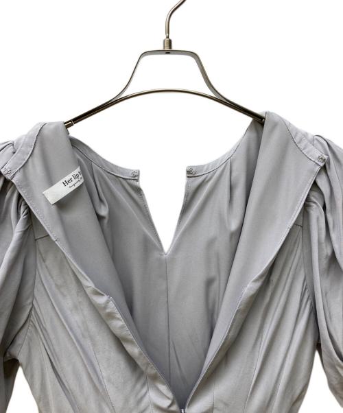 HER LIP TO（ハーリップトゥ）Her lip to (ハーリップトゥ) Fountain Lace Up Bow Dress グレー サイズ:Sの古着・服飾アイテム