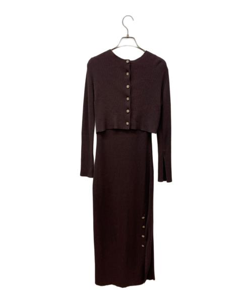 HER LIP TO（ハーリップトゥ）HER LIP TO (ハーリップトゥ) All Day Long Ribbed Knit Set ブラウン サイズ:Sの古着・服飾アイテム