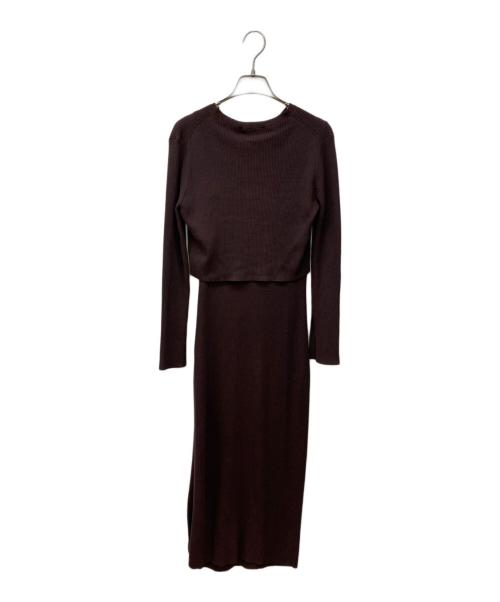 HER LIP TO（ハーリップトゥ）HER LIP TO (ハーリップトゥ) All Day Long Ribbed Knit Set ブラウン サイズ:Sの古着・服飾アイテム