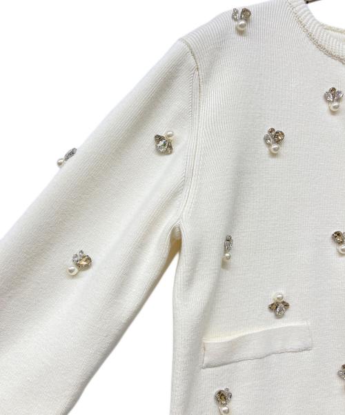 anuans（アニュアンス）anuans (アニュアンス) ビジューニットジャケット アイボリー サイズ:Freeの古着・服飾アイテム