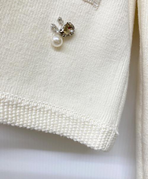 anuans（アニュアンス）anuans (アニュアンス) ビジューニットジャケット アイボリー サイズ:Freeの古着・服飾アイテム