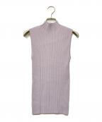 anuansアニュアンス）の古着「ミックスリブノースリーブニットプルオーバー」｜ラベンダー