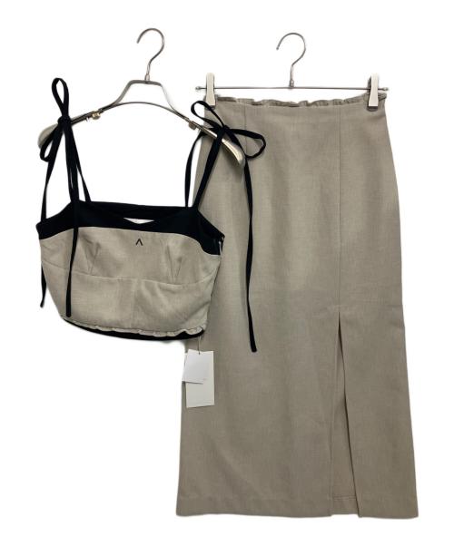 AND MARY（アンドマリー）AND MARY (アンドマリー) Sara ribbon setup ベージュ サイズ:Fの古着・服飾アイテム