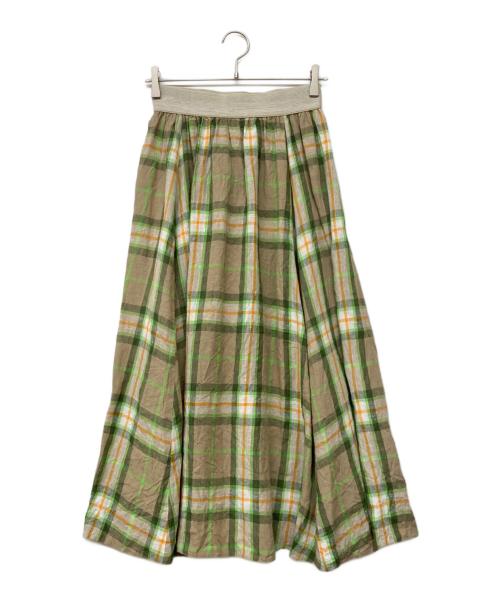 O'NEIL OF DUBLIN（オニールオブダブリン）O'NEIL OF DUBLIN (オニールオブダブリン) チェックリネンスカート グリーン サイズ:Fの古着・服飾アイテム