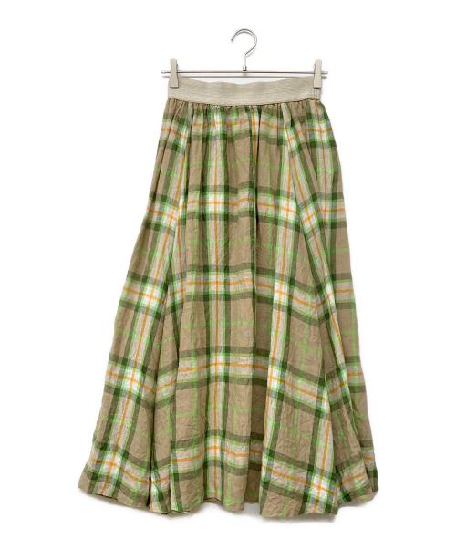 O'NEIL OF DUBLIN（オニールオブダブリン）O'NEIL OF DUBLIN (オニールオブダブリン) チェックリネンスカート グリーン サイズ:Fの古着・服飾アイテム