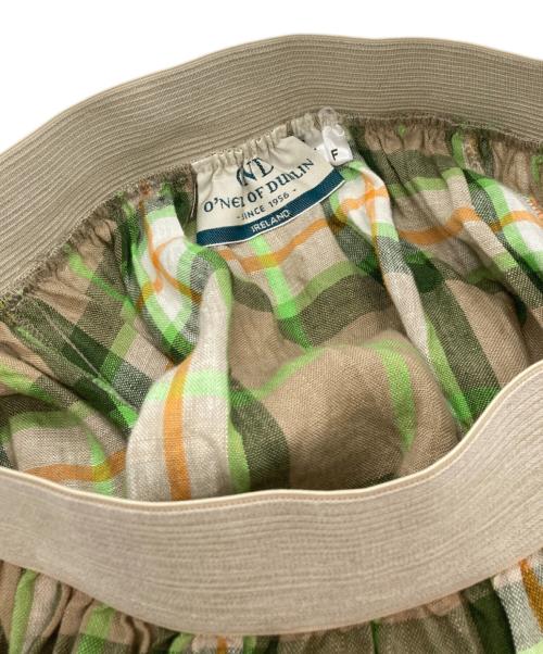 O'NEIL OF DUBLIN（オニールオブダブリン）O'NEIL OF DUBLIN (オニールオブダブリン) チェックリネンスカート グリーン サイズ:Fの古着・服飾アイテム
