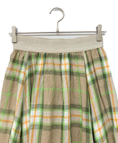 O'NEIL OF DUBLIN（オニールオブダブリン）O'NEIL OF DUBLIN (オニールオブダブリン) チェックリネンスカート グリーン サイズ:Fの古着・服飾アイテム