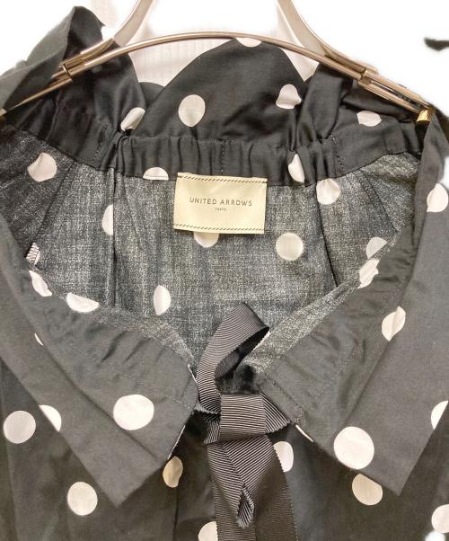 UNITED ARROWS（ユナイテッドアローズ）UNITED ARROWS (ユナイテッドアローズ) ギャザーフリル リボンブラウス ブラック サイズ:38の古着・服飾アイテム