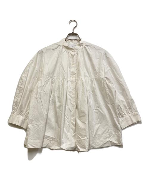 UNITED ARROWS（ユナイテッドアローズ）UNITED ARROWS (ユナイテッドアローズ) ギャザー スタンドカラー ブラウス ホワイト サイズ:FREEの古着・服飾アイテム