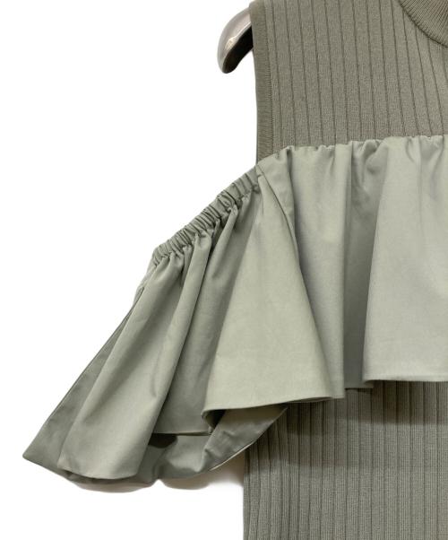 Diagram（ダイアグラム）Diagram (ダイアグラム) ギャザーフリルニットトップ グリーン サイズ:36の古着・服飾アイテム