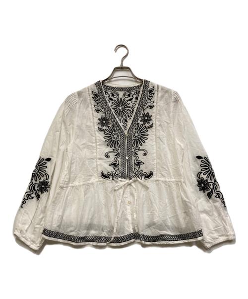 SLOBE IENA（スローブ イエナ）SLOBE IENA (スローブ イエナ) ﾌﾗﾜｰ刺繍ﾍﾟﾌﾟﾗﾑﾌﾞﾗｳｽ ホワイト サイズ:FREEの古着・服飾アイテム