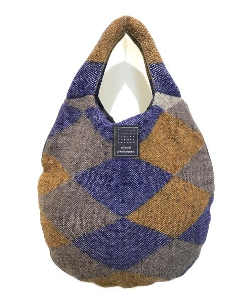 mina perhonen（ミナ ペルホネン）mina perhonen (ミナ ペルホネン) エッグバッグ ブルーの古着・服飾アイテム