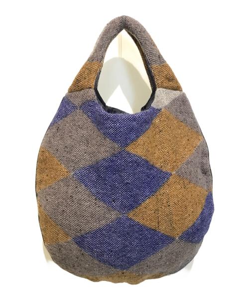 mina perhonen（ミナ ペルホネン）mina perhonen (ミナ ペルホネン) エッグバッグ ブルーの古着・服飾アイテム