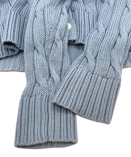 POLO RALPH LAUREN（ポロ・ラルフローレン）POLO RALPH LAUREN (ポロ・ラルフローレン) QRタグ PIMA COTTON ポニー刺繍ケーブルニットカーディガン ライトブルー サイズ:Sの古着・服飾アイテム