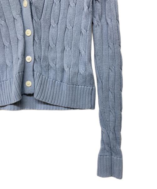 POLO RALPH LAUREN（ポロ・ラルフローレン）POLO RALPH LAUREN (ポロ・ラルフローレン) QRタグ PIMA COTTON ポニー刺繍ケーブルニットカーディガン ライトブルー サイズ:Sの古着・服飾アイテム