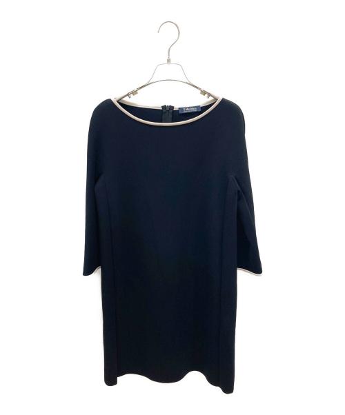 'S Max Mara（エスマックスマーラ）'S Max Mara (エスマックスマーラ) パイピングボートネックワンピース ブラック サイズ:Mの古着・服飾アイテム