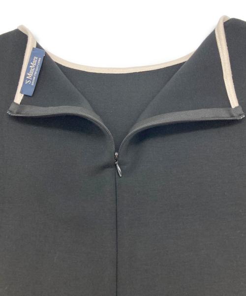 'S Max Mara（エスマックスマーラ）'S Max Mara (エスマックスマーラ) パイピングボートネックワンピース ブラック サイズ:Mの古着・服飾アイテム