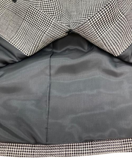 Mame Kurogouchi（マメクロゴウチ）mame kurogouchi (マメクロゴウチ) Houndstooth Geometric Plaid Collarless Jacket グレー×ホワイト サイズ:1の古着・服飾アイテム