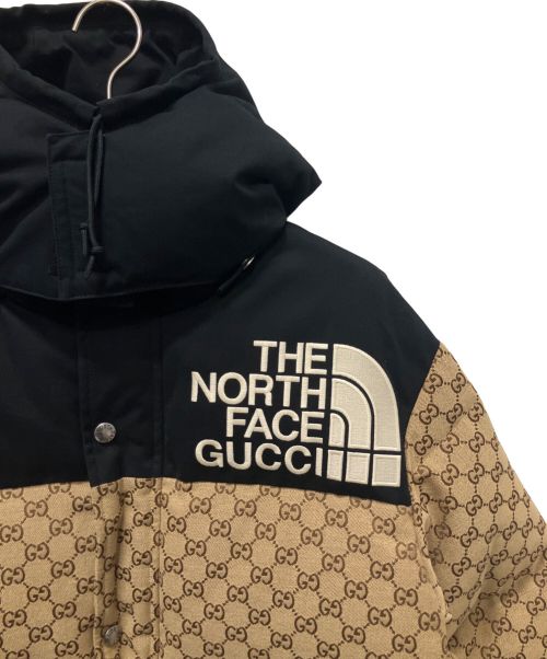 GUCCI（グッチ）GUCCI (グッチ) THE NORTH FACE (ザ ノース フェイス) 21AW GG Padded Jacket /パッディドダウンジャケット ブラウン×ブラック サイズ:sの古着・服飾アイテム