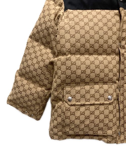 GUCCI（グッチ）GUCCI (グッチ) THE NORTH FACE (ザ ノース フェイス) 21AW GG Padded Jacket /パッディドダウンジャケット ブラウン×ブラック サイズ:sの古着・服飾アイテム