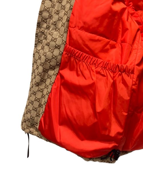 GUCCI（グッチ）GUCCI (グッチ) THE NORTH FACE (ザ ノース フェイス) 21AW GG Padded Jacket /パッディドダウンジャケット ブラウン×ブラック サイズ:sの古着・服飾アイテム