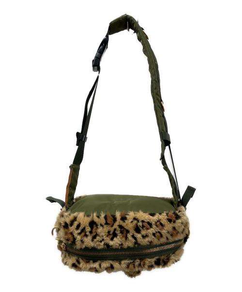 sacai（サカイ）sacai (サカイ) PORTER (ポーター) LEOPARD FAUX FUR WAIST BAG 別注レオパード柄 ウエストバッグ ブラウン×オリーブの古着・服飾アイテム