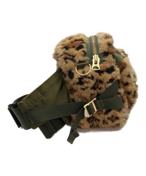 sacai（サカイ）sacai (サカイ) PORTER (ポーター) LEOPARD FAUX FUR WAIST BAG 別注レオパード柄 ウエストバッグ ブラウン×オリーブの古着・服飾アイテム