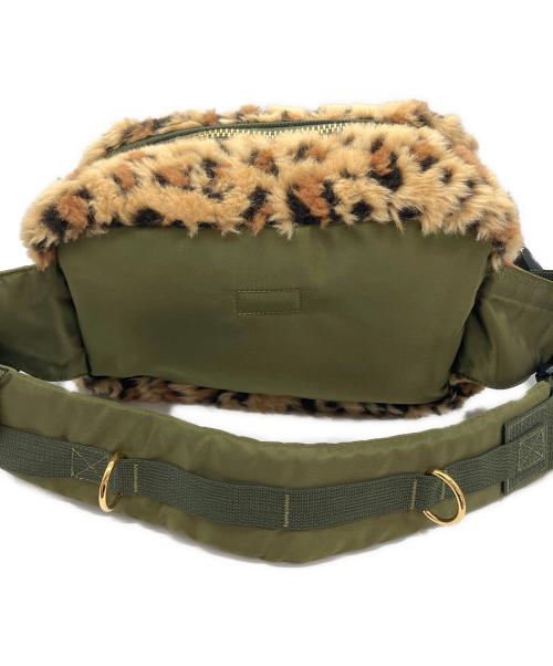 sacai（サカイ）sacai (サカイ) PORTER (ポーター) LEOPARD FAUX FUR WAIST BAG 別注レオパード柄 ウエストバッグ ブラウン×オリーブの古着・服飾アイテム