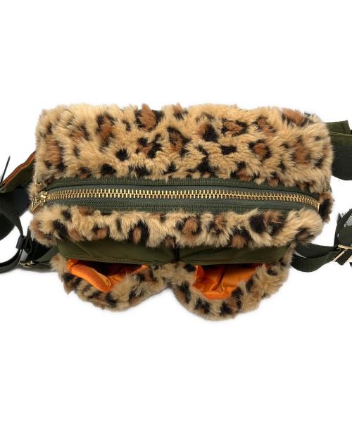 sacai（サカイ）sacai (サカイ) PORTER (ポーター) LEOPARD FAUX FUR WAIST BAG 別注レオパード柄 ウエストバッグ ブラウン×オリーブの古着・服飾アイテム