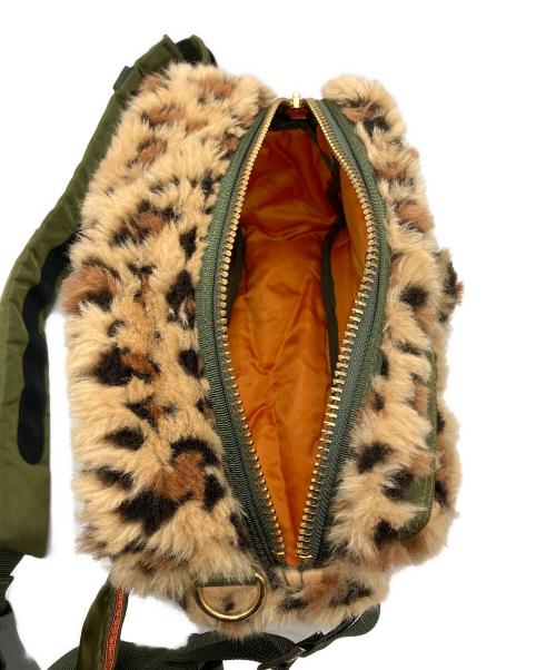 sacai（サカイ）sacai (サカイ) PORTER (ポーター) LEOPARD FAUX FUR WAIST BAG 別注レオパード柄 ウエストバッグ ブラウン×オリーブの古着・服飾アイテム