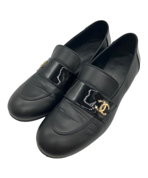 CHANEL（シャネル）CHANEL (シャネル) ココマークヒールローファー ブラック サイズ:36Cの古着・服飾アイテム