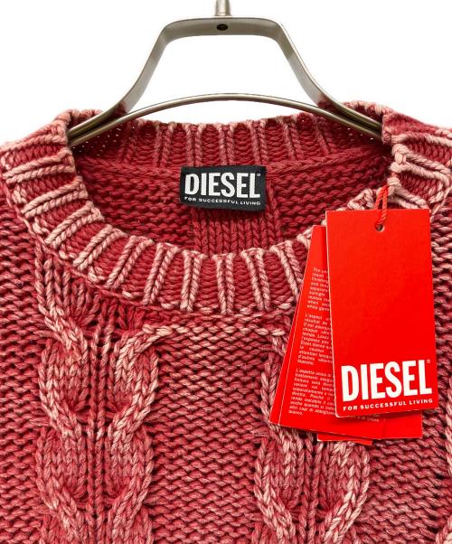 DIESEL（ディーゼル）DIESEL (ディーゼル) K-ELSIUS ケーブルニット ピンク サイズ:Lの古着・服飾アイテム