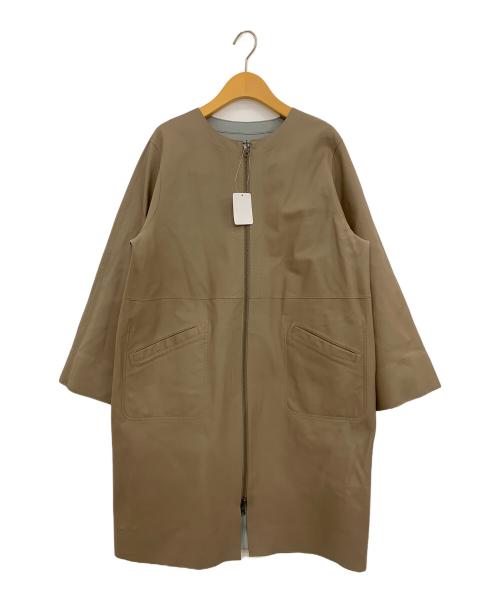MOTOMACHI Zelal（モトマチゼラール）MOTOMACHI Zelal (モトマチゼラール) ソフトラムレザー スタンドカラー リバーシブルコート グレー サイズ:11ARの古着・服飾アイテム