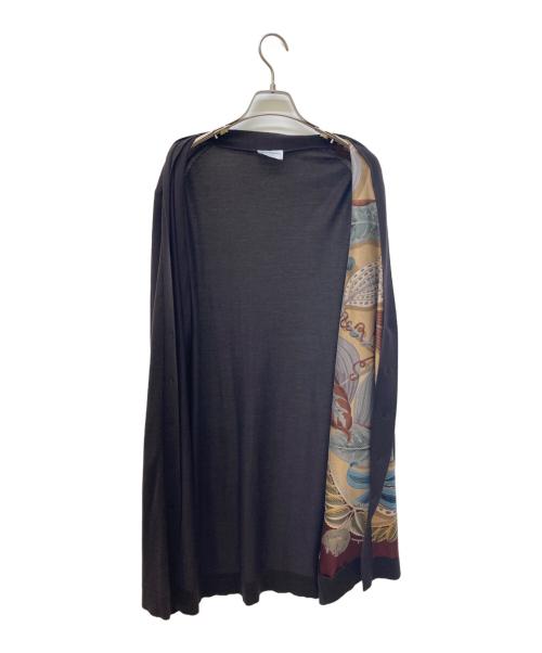 Salvatore Ferragamo（サルヴァトーレ フェラガモ）Salvatore Ferragamo (サルヴァトーレ フェラガモ) シルク切替ロングカーディガン ブラウン サイズ:Lの古着・服飾アイテム