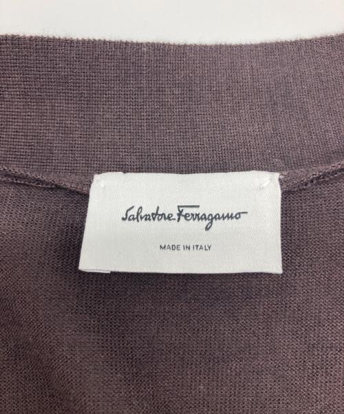 Salvatore Ferragamo（サルヴァトーレ フェラガモ）Salvatore Ferragamo (サルヴァトーレ フェラガモ) シルク切替ロングカーディガン ブラウン サイズ:Lの古着・服飾アイテム