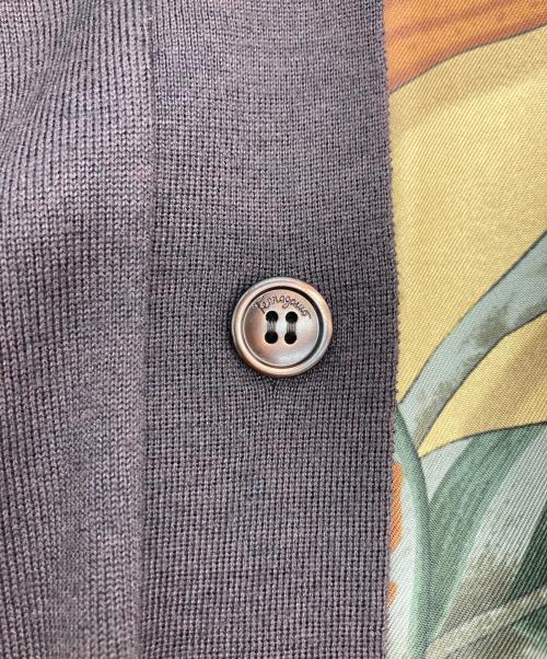 Salvatore Ferragamo（サルヴァトーレ フェラガモ）Salvatore Ferragamo (サルヴァトーレ フェラガモ) シルク切替ロングカーディガン ブラウン サイズ:Lの古着・服飾アイテム