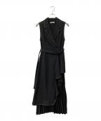 Snidelスナイデル）の古着「プリーツノースリジャケットワンピ」｜ブラック