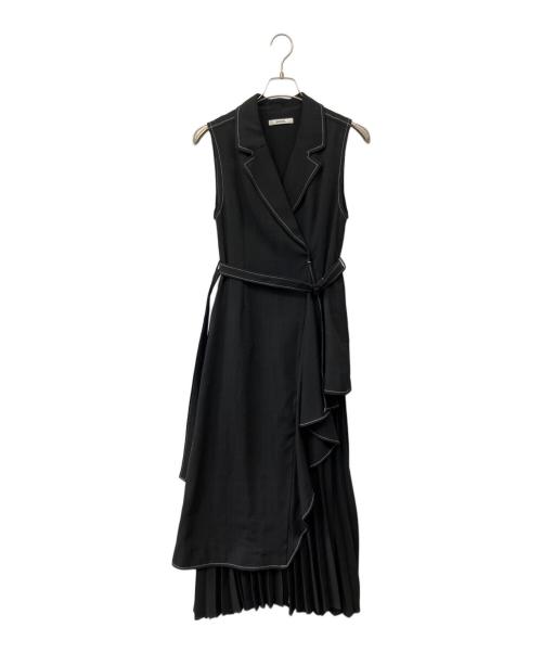 Snidel（スナイデル）Snidel (スナイデル) プリーツノースリジャケットワンピ ブラック サイズ:1の古着・服飾アイテム